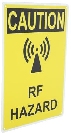 OUNONA Radio Frequency Hazard Sign Metal Wall Caution Sign Restricted Safety Sign for Factory Warehouse Industry Halloween Decoration