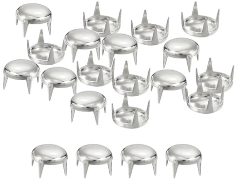 QUARKZMAN 160 Stück Silberne runde Kuppelnieten, 8mm Messing Kuppel Punk Nieten Rock Nagelköpfe Krallenperlen für DIY Kleidung Gürtel Taschen Armband Lederhandwerk