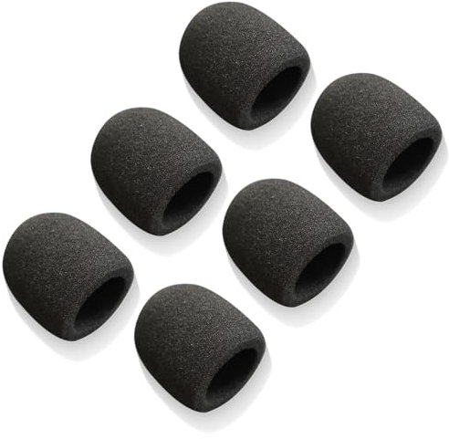 EIYVPRA 6 Pièces Mousse Microphone Bonnette, Mousse Micro Anti Bruit, Microphone à Main Housse en Mousse, Filtre Anti Pop Vent en Mousse pour KTV, Entrevue et Activités de Plein Air (Noir)