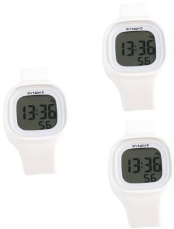 SOIMISS 3St elektrische Uhr nachtleuchtend lumemery Backlight smaetwatch männer Mans Herrenuhren Digitaluhr für einstellbare Digitaluhr Frauen Uhren stromzähler betrachten Armbanduhr Weiß