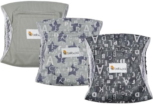 BELLA & PAL Pannolini Riutilizzabili per Cani Maschi, 3 Pz Fasce per Cani Maschi Lavabili, Mutandine Sanitarie per Cane Maschio, Assorbente, Regolabile per Cani di Taglia Piccola, (XS, 20-28cm)