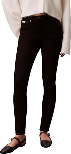 Calvin Klein Damen Jeans Hose Skinny Classic Black Mid Rise