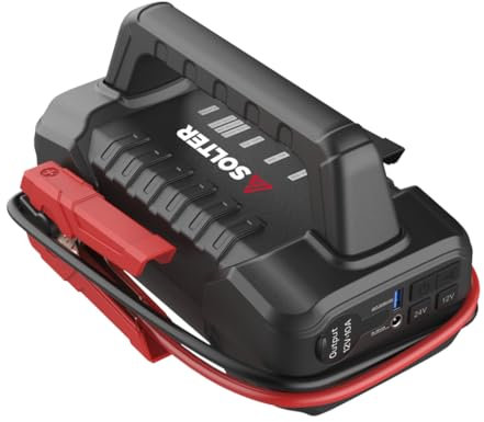 Solter - Lithium LT-56 12/24V Pro Arrancador de Baterías Profesional 56,000mAh 2000A Compatible con Motores de Gasolina y Diésel para Coches, Camiones, Flotas y Maquinaria Pesada Powerbank Multiuso