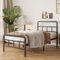 Yicensen Single Bed Frame with Curved Headboard and Footboard 90x190 cm, Black Single Platform Bed with Heavy Metal Slats for Stable Support, No Box Spring Needed, Noise Free, Easy Assembly