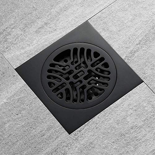 ZOUWZIOU Shower Drain Cover Drains Bathroom Floor Drain,Floor Drain Cover Colander Brass Shower Waste Drainer,Square Floor Drain Strainer,Floor Drains Bathroom Accessories,Black