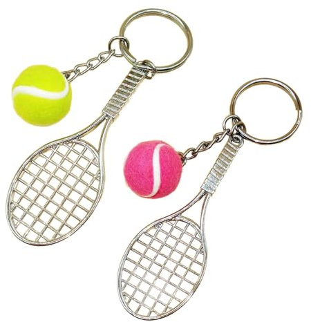 Hugwish Tennis Football Schlüsselanhänger 2pcs, Tennisball Schlüsselanhänger, Tennis Anhänger Geschenke Gifts Für Tennisspieler Alle Ballsportler
