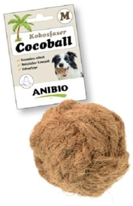 Anibio Cocoball Größe M - Kokos Ball aus Reiner Kokosfaser - Kauvergnügen und Kauspielzeug für Hunde - Reinigt die Zähne - Kokosball ca. 7cm