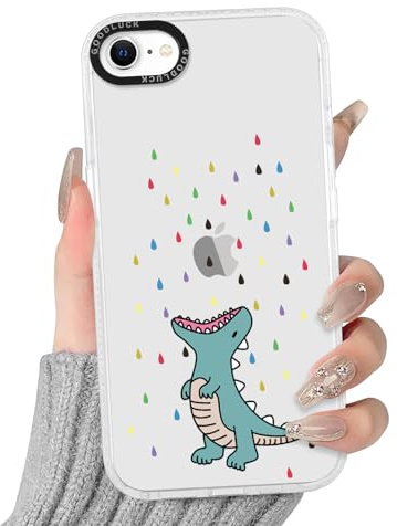 Yirlbey Transparent HandyHülle für iPhone 8/7 / SE 2020 / SE 2022 Hülle, Aesthetic Dinosaurier Muster Bunt Cartoon Design Mädchen Geschenk Schutzhülle, Silikon PC Case Cover für iPhone SE 4,7