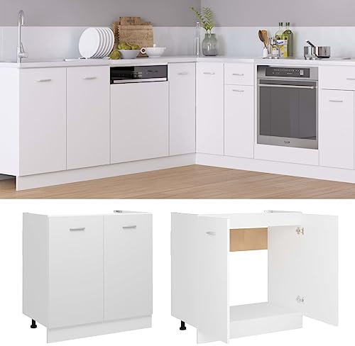 HETFTJN Barschrank Küchenunterschrank Küchenschränke Vorratsschrank - Spülenunterschrank Weiß 80x46x81,5 cm Holzwerkstoff für Küche Esszimmer Wohnzimmer Badezimmer