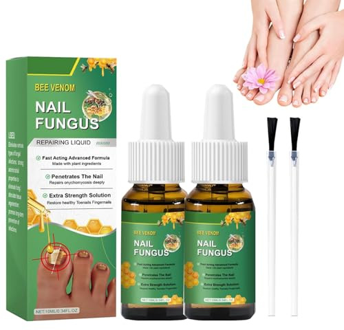 2 Pcs Bee Venom Nail Treatment Solution,Nail Defense Bee Venom Treatment Serum, Nail Repair Serum Improves Blood Circulation - Nail Growth and Repair