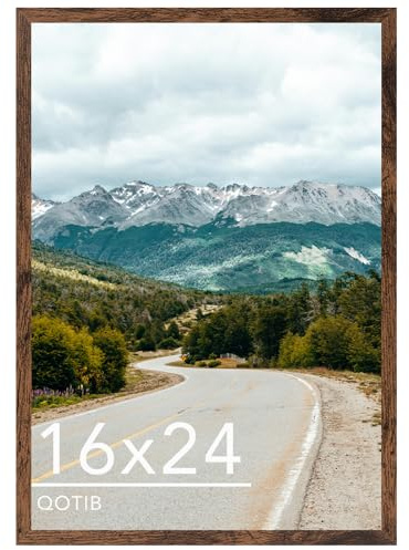 QOTIB 16x24 Picture Frame for Wall Hanging, Wood 16 x 24 Frame 40x60 cm Poster Photo Frame for Wall Horizontally or Vertically, Deep Brown, 1 Pack