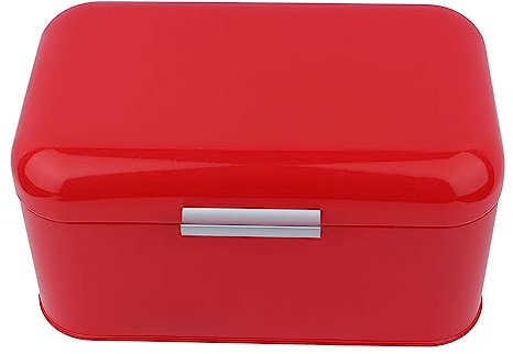 Solid Color Retro Metal Bread Bin Box Large Capacity Kitchen Storage Container Vintage Style Fingerprint Proof Easy to Clean for Home Kitchen Office Red Blue Black 12 x 7.1 x 6.3 (Ldafavaawd-01)