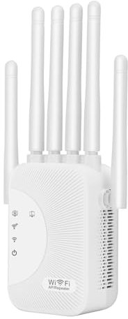 Amplificador señal WiFi,Repetidor WiFi,Cobertura de hasta 2000 pies Cuadrados,Potente repetidor,con 2 Puertos LAN,6 Antenas,Adecuado para oficinas y hogares,Repetidor/Router/Ap