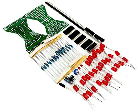 Eieenotee 30 LEDs Hourglass DIY Kit Double Layer PCB Board Components Soldering Practice Suite Red LED Red Light