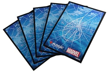 Gamegenic | Magic: The Gathering - Marvel's Spider-Man Premium Art Sleeves - Spider-Man Island| 105 Sleeves per Pack | Trading Card Accessory