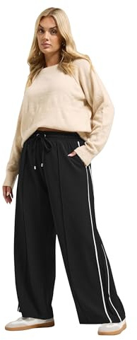 Yours Curve Side Stripe Wide Leg Trousers - Women's - Plus Size Curve