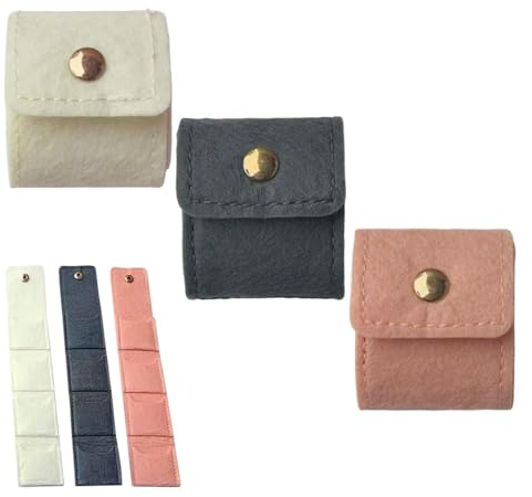 CVNRCLP 3pcs Mini Travel Jewelry Bags, Portable & Foldable Small Jewelry Holder Pouch with 12pcs Dust Bags Buckle Design for Women Earring Ring Necklace Organizer Case Supplies