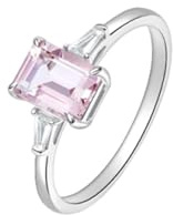 Tolldek Hochzeitsring 18 Karat Au750 Weißgold, Rose Morganit Klassiker Solitärring Rechteckschliff, 18K Gold Ring mit Moissanit Echt Goldschmuck, Gr.53 (16.9)
