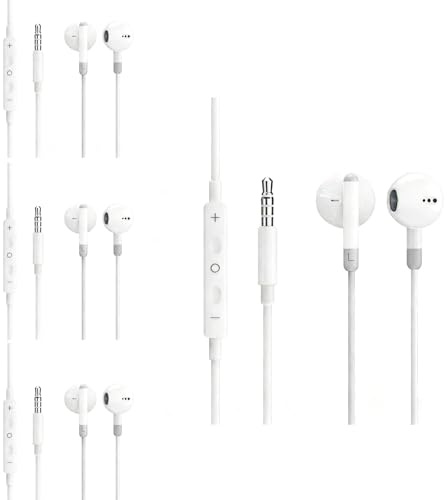 4 Piezas Auriculares Intrauditivos con Cable, Headphones Wired Sonido Estéreo, Enchufe de 3,5 mm, Micrófono y Control de Volumen, Compatibles para iPhone 17,iPod, iPad, MP3, Galaxy, Xiaomi, Huawei