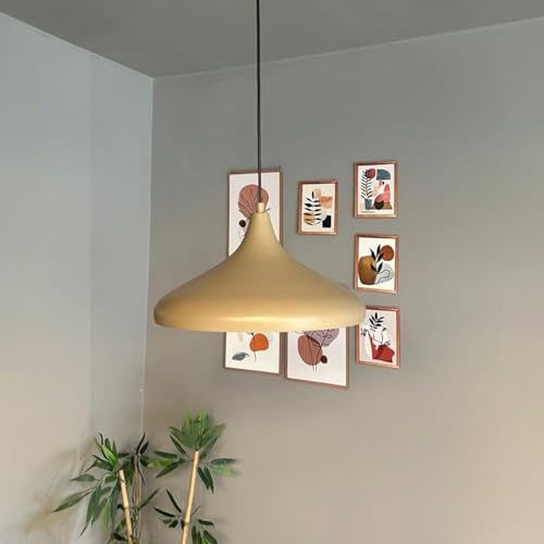 bamyum Champion Pendelleuchte, 35 cm Hängelampe Metall E27 Moderne Esstisch Lampe, Skandinavisch Pendellampe für Schlafzimmer Wohnzimmer Küche, Beige