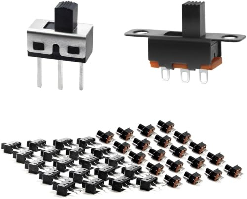 VISSQH 20 Piezas AC125V 2A SS12D10 Interruptores Deslizantes Vertical 1P2T SPDT 3 pines 2 posiciones+ 20 Piezas SS12F15 3 pines Mini interruptor deslizante de panel