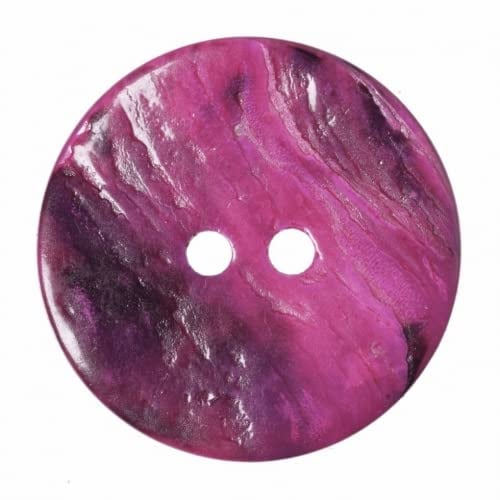 Hemline Round Shell Buttons Fuchsia 18mm - per Pack of 4