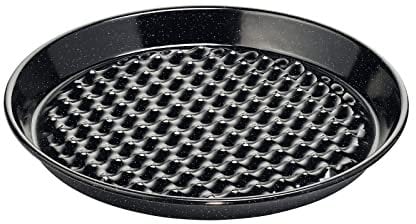 Riess, 0400-022, Grilltasse rund, Boden gelocht, CLASSIC - SPEZIALARTIKEL, Durchmesser 32 cm, Höhe 3,7 cm, Emaille, schwarz