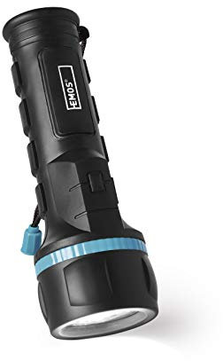 EMOS LED Gummi-Taschenlampe, 140 Stunden Leuchtdauer, Lichtstrom 20 Lumen, 75 m Leuchtweite, batteriebetrieben