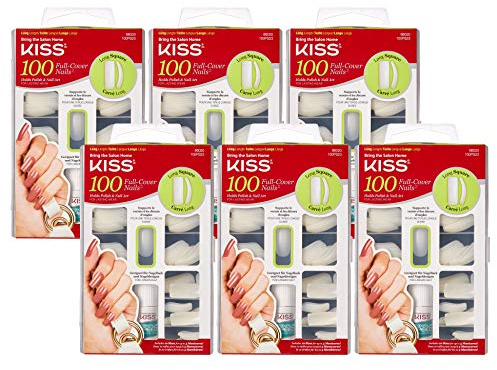 Kiss 100 Full Cover Nails Long Square (6 Pack)