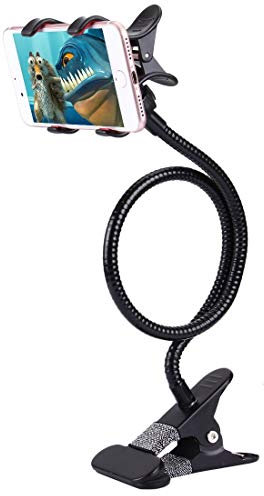 DFV mobile - Support à Bras Long en Métal Flexible avec Pince pour Téléphone et Pince de Bureau. Multifonction: Bureau,Tête de Lit, Voiture, Canapé. Compatible avec Sharp Junior 2 - Noir