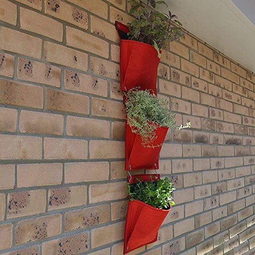 Vegtrug FHP08RD Felt Herb fabric Pot Set - Red (3-Piece)