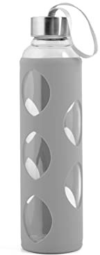 H&H 6721, Trinkflasche aus Borosilikatglas Unisex – Erwachsene, Grau, 0.6 CL