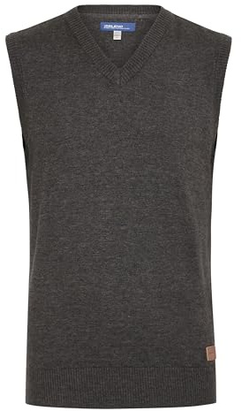 Blend BHLarsson Herren Pullunder Strickweste Feinstrick Pullover ärmellos mit V-Ausschnitt Baumwollmischung Regular fit, Größe:XL, Farbe:Charcoal (70818)