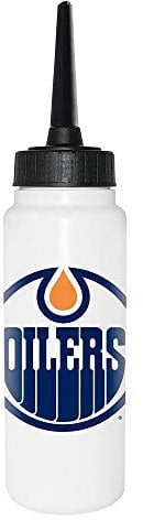 Sherwood NHL Trinkflasche 1000 ml, Edmonton Oilers, Eishockey Trinkflasche, Sportflasche mit NHL Club Logo, biegsamer Silikon-Trinkhalm