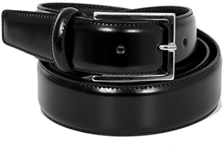 Herren Gürtel aus echtem schwarzem Leder - Elegant glänzender Style für Männer (120cm Taille - 135cm Gesamtlänge)