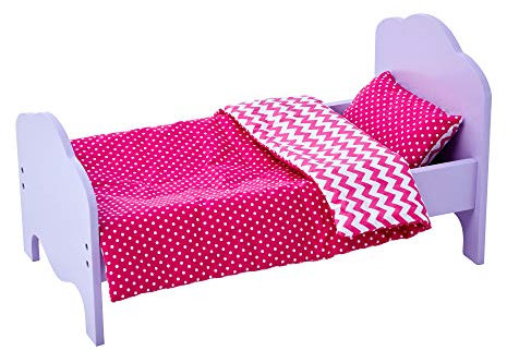 Kleine Prinzessin 45 cm Puppen-Einzelbett, Lila & Bettzeug - Modernes Zickzackmuster TD-11929-1G
