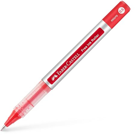 Faber-Castell - Tintenroller Free Ink Rot 0,2 mm | Rollerball mit dokumentenechter Tinte und Free Ink System für Schule, Büro und Notizen