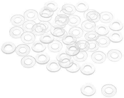 sourcing map 50 Stk. Flache Unterlegscheibe Nylon M4 Dichtung 8,5mm AD 4mm ID 1mm Dicke Klar für Wasserhahn Rohr Wasserschlauch Isolierung Schrauben
