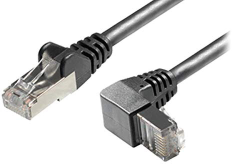 Sat-Fox Cat6A / S/FTP (PIMF) Patchkabel Netzwerkkabel RJ45 Stecker gerade auf RJ45 Stecker nach unten gewinkelt, 2 m