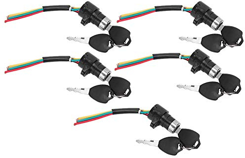 Serrure de commutateur de clé d'allumage de 5 ensembles, serrure électrique de porte de commutateur de serrure d'alimentation électrique de Scooter de vélo