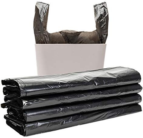 Tote Bag 150 Sacs Poubelle 10/15 L, Gilet Sac Poubelle, élastique Fixe, Ultra résistant, étanche, 32 x 50 cm, Noir, Opaque