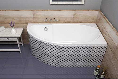 ECOLAM® Badewanne Eckbadewanne Acryl Miki Polimat weiß 140x70 cm RECHTS + Wannenträger Ablaufgarnitur Ab- und Überlauf Automatik Füße Silikon Komplett-Set