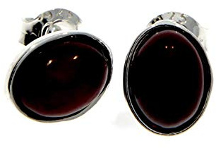 Cognac Baltic Amber 925 Sterling Silver Delicate Stud Oval Earrings M637C