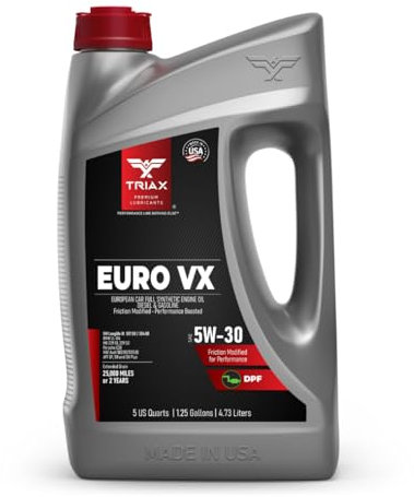Triax Euro Ultra VX 5W-30 Vollsynthetischer Ester, Kompatibel mit VW 507.00504.00, VW Audi 502.00, 505.01, BMW LL-04, Porsche C30, ACEA C3, Mercedes 229.51, 229.5, 229.31 (5 Quart)