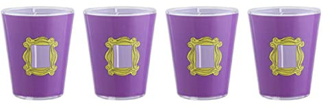 Paladone Set di 4 bicchierini da liquore con scritta Friends, cornice portafoto per porta di Monica, idea regalo per gli amici