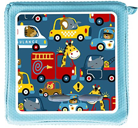 MeinBaby123® Schutzfolie kompatibel mit Toniebox | Schutzcover selbstklebend | Aufkleber passgenau I Folie Sticker I Toniebox Zubehör | Feuerwehrauto & Polizei-Auto