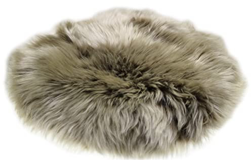 Förster-Fellnest Echt Lammfell Sitzkissen, Stuhlauflage - Warmer braun beige Ton, Rund, Indoor, Erwachsener, Mittelfest, 1 Stück, Kissen