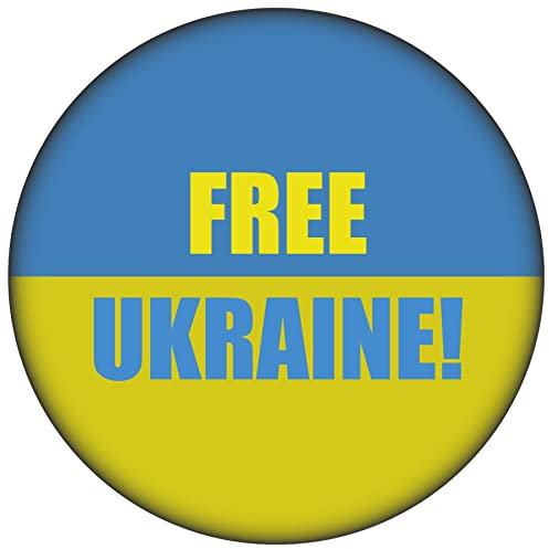 FanShirts4u Button/Badge/Pin - FREE UKRAINE Fahne Flagge UKAJINA, Mehrfarbig, Durchmesser 38mm
