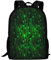 UIACOM Programmierer-Rucksäcke, grüner Matrix-Symbols, digitaler Binärcode auf dunklen Schultaschen, Reiserucksäcke, Laptop, Schule, Büchertasche, 43,2 cm, großer Tagesrucksack für Damen, Herren,