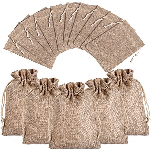 25 Stück Jutesäckchen Adventskalender, 10 x14cm Leinensack mit Kordelzug Geschenksäckchen Klein Adventskalender Säckchen Wiederverwendbar für Weihnachten